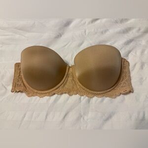 Calvin Klein Tan Lace Padded Strapless Bra